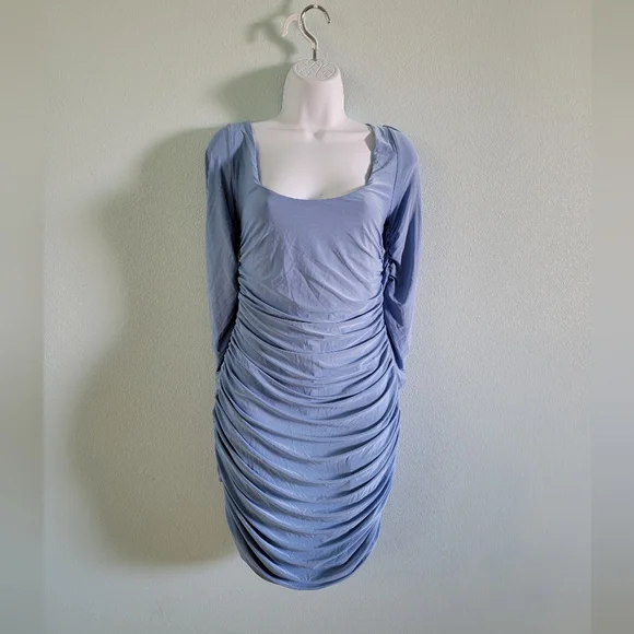 ‼️SOLD‼️Solid color blue bodycon dress - Picture 6 of 6